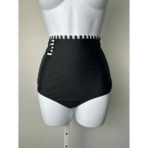 Unique Vintage Women's Black High-waist Control Bikini Bottom XL